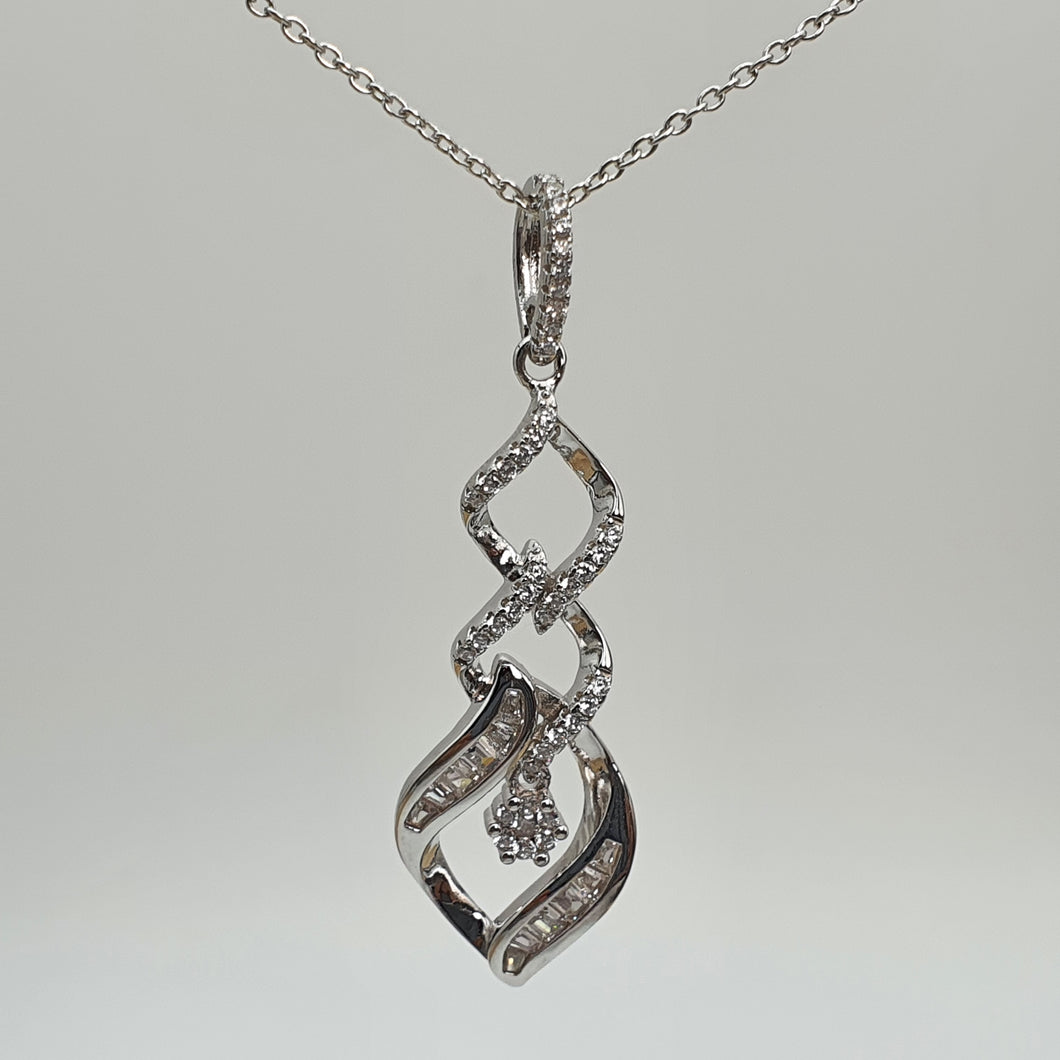 Promises of Love Necklace (5A), Sterling Silver