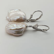 Load image into Gallery viewer, Freshwater Coin Pearl Hook Earrings, Sterling Silver

