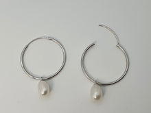 Load image into Gallery viewer, Freshwater Pearl Charm With Hoop Earring, Sterling Silver
