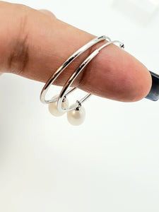 Freshwater Pearl Charm With Hoop Earring, Sterling Silver