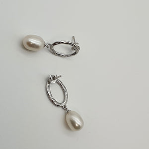 Freshwater Pearl Hoop For look Earrings, Sterling Silver