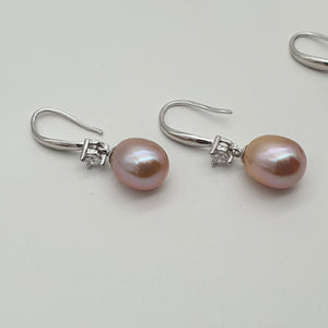 Multi_coloured Freshwater Pearl Hook Earrings, Sterling Silver