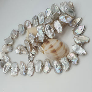 Freshwater Coin Pearl Silk Strand, Sterling Silver