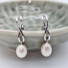 Load image into Gallery viewer, Freshwater Pearl Infinity StudEarring, Sterling Silver
