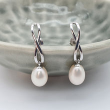 Load image into Gallery viewer, Freshwater Pearl Infinity Stud Earring, Sterling Silver
