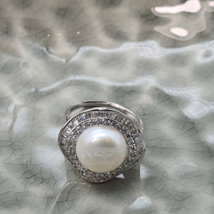 Large Freshwater Pearl ring, sterling silver