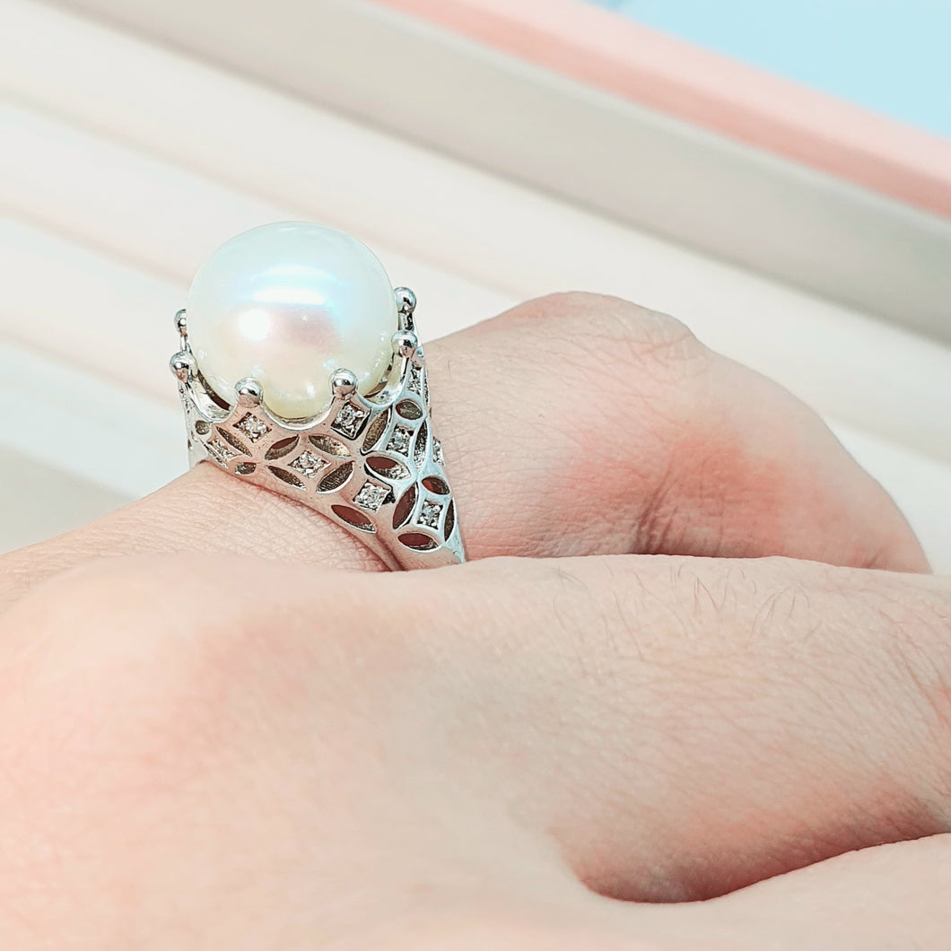 Large Freshwater Cultured Pearl Ring, Sterling Silver