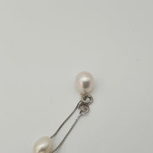Load image into Gallery viewer, White Freshwater Pearl Station Necklace, Sterling Silver
