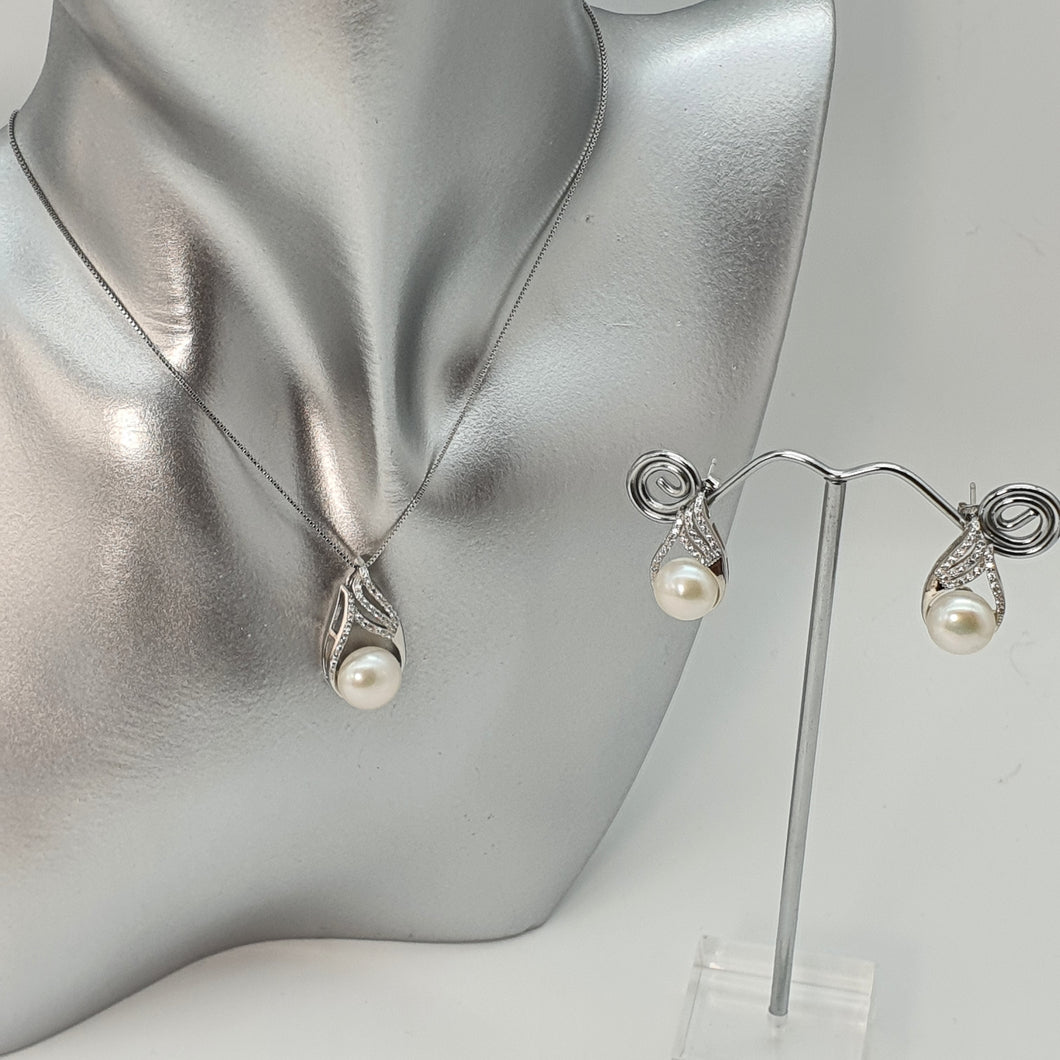 Bridal Freshwater Jewellery Teardrop Set, Sterling silver