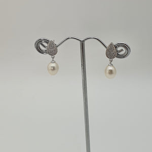 Freshwater Pearl Teardrop Earring, Sterling Silver