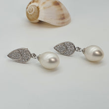 Load image into Gallery viewer, Freshwater Pearl Teardrop Earring, Sterling Silver
