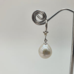 Edison Baroque Pearl Antique Hook Earrings, Sterling Silver