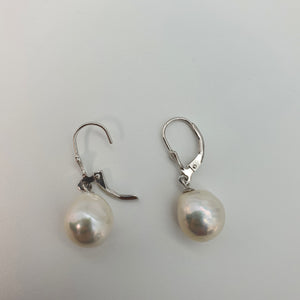 Edison Baroque Pearl Antique Hook Earrings, Sterling Silver