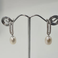 Load image into Gallery viewer, Freshwater Drop Pearl Bridal Earrings, Sterling Silver
