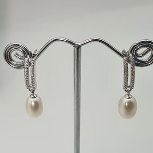 Freshwater Drop Pearl Bridal Earrings, Sterling Silver