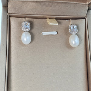 Freshwater Drop Pearl Earrings, Sterling Silver