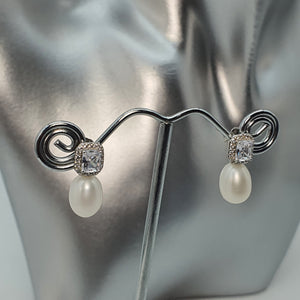 Freshwater Drop Pearl Earrings, Sterling Silver