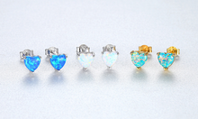 Load image into Gallery viewer, Created Opal Stud Earrings, Sterling Silver
