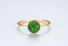 Load image into Gallery viewer, Round Created Opal Ring, Sterling Silver
