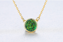 Load image into Gallery viewer, Round Created Opal Necklace, Sterling Silver
