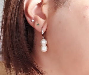 Double Pearl Earrings, Sterling Silver
