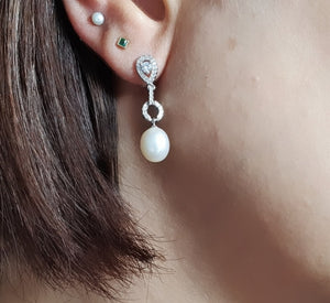 Freshwater Pearl Earrings, Sterling Silver