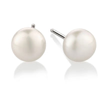 Load image into Gallery viewer, Freshwater cultured pearl (6mm) stud earrings, Sterling Silver
